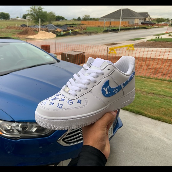 AIR FORCE 1’s with a custom LV print.